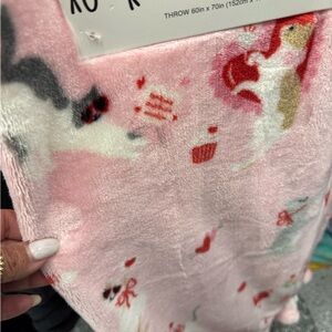 Pink Cat and Cupcake Throw Blanket